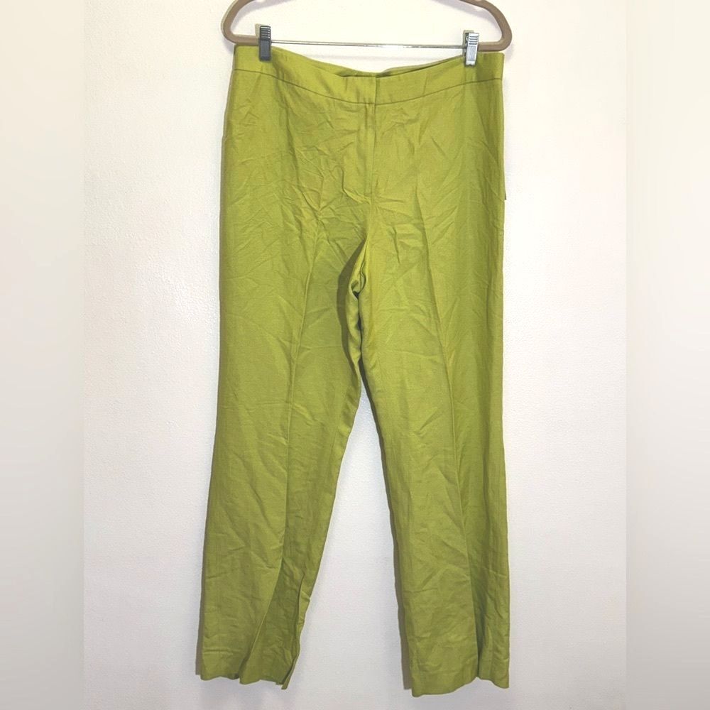 Isabella DeMarco - Straight Leg Linen Rayon Pants in Lime Green - size 14 NWT